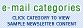 WindyMail Email categories - click category to view sample newsletter content